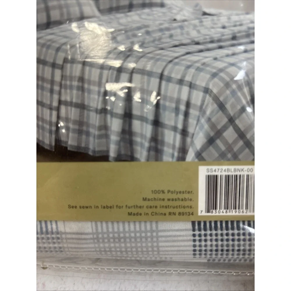 RV & Boat‎ Bunk Sheets 3Pc - 100% Polyester Stripe Wht/Blue/Gray
